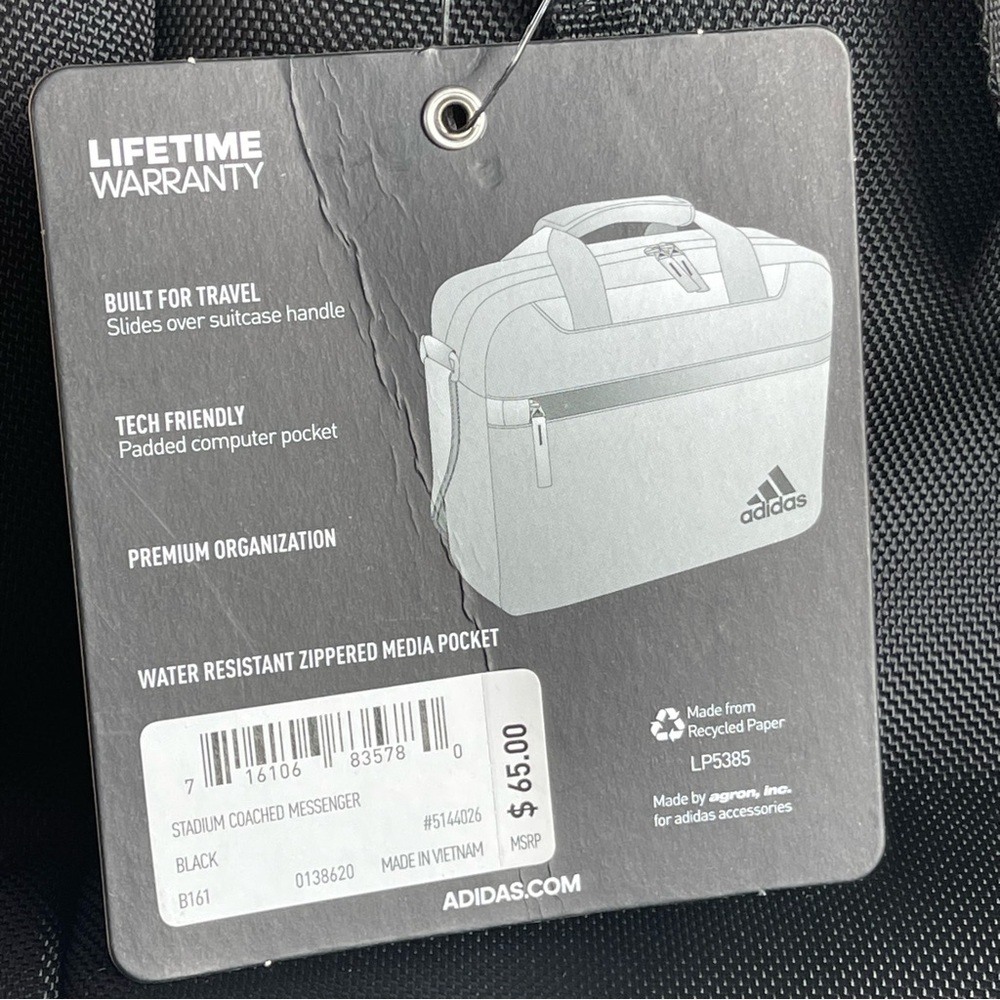 Adidas Black Stadium Coaches Messenger Bag New With Tags - Picture 15 of 16